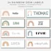 Classroom Rainbow Desk Labels | Alphabet + Numbers | EDITABLE on Canva | Printables | Blank Rainbow Name Tag PDF and PNG file 