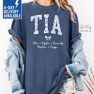 Custom Tia Shirt Gift for Tia Tshirt Personalized Tia Spanish Aunt Shirt Gift from Niece Nephew Mother&#39;s Day T-Shirt for Tia Floral