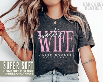Camiseta de la esposa del entrenador Camiseta del entrenador Camisetas de la esposa del entrenador Camiseta personalizada del entrenador Camiseta personalizada del nombre del equipo Camiseta de baloncesto y fútbol