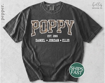 Poppy Shirt For Father's Day Personalized Poppy Shirt Pappy Custom Shirt for Poppy with Grandkids Names Poppy Father's Day Gift