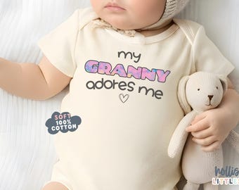 My Granny Adores Me Baby ONESIE® Grandma Mother's Day Onesies® Granny Loves Me Baby Shirt