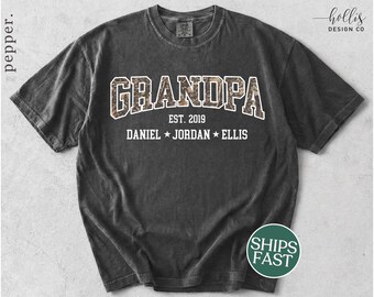 Camo Grandpa Shirt Grandpa Camo Father's Day Gift for Grandpa T-Shirt Personalized Grandpa T Shirt with Kids Names Custom Grandpa Tshirt