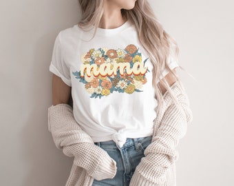 Mama Retro 70s floral shirt, retro mama floral shirt, boho floral retro flowers shirt, retro mama shirt, mama 70s shirt, mama retro tee