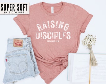 Raising Disciples Shirt Christian Mom Shirts Bible Verse Tee Christian Apparel Trendy Boho Faith Shirts Graphic Tee Retro Religious Tshirt