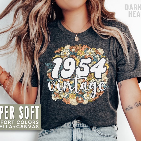 70th Birthday Shirt Vintage 1954 Shirts Birthday Gift for Women from Friend 1954 TShirt Floral Tee for Wife Mom Woman 70th Birthday Gifts