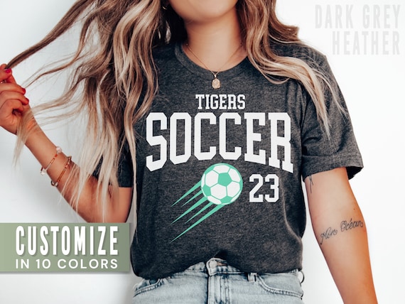 Custom Soccer Mom Shirt for Soccer Mama Shirts for Soccer Team Name Tshirt High School Soccer Player T Shirt for Women Game Day Soccer Tee