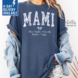 Custom Mami Shirt Gift for Mami Tshirt Personalized Mami Spanish Mother Shirt Gift from Kids Mother&#39;s Day T-Shirt for Mami Floral