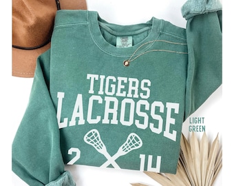 Custom Lacrosse Sweatshirt Comfort Colors Personalized Lacrosse Player Gift for Lacrosse Mom Shirt Sport Lacrosse Team Game Day Sweater