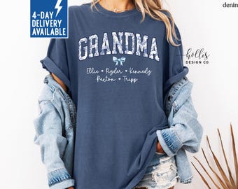 Custom Grandma Shirt Comfort Colors Tshirt Personalized Grandma Shirt Gift from Grandkids Mother's Day T-Shirt for Grandma