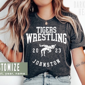 Custom Women Wrestling Shirt for Wrestling Mom Shirts for Wrestling Team Name Tshirt High School Wrestler T Shirt for Women Game Day Tee
