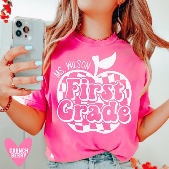 Personalized First Grade Teacher Shirt Custom 1st Grade Team T-Shirt Teacher Appreciation Gifts for First Grade Crew Elementary TShirt