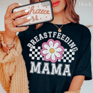 Breastfeeding Mama Shirt Boobery Mommas Shirts Breast Feeding T Shirt Baby Shower Gift for New Mom Wife Retro Milk Maker