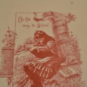 Vintage Book Plate, Fairy Land in Story and Song Plate, &quot;On The Way To School&quot;, Child in Fairyland Print, Antique Picture from 1895 Book