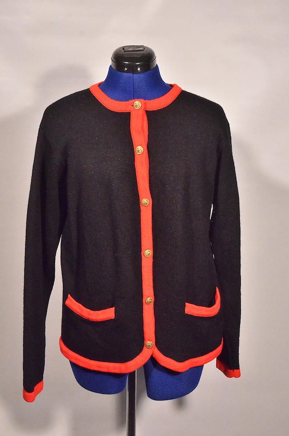 Vintage Liz Claiborne Sweater, Large Black Cardiga