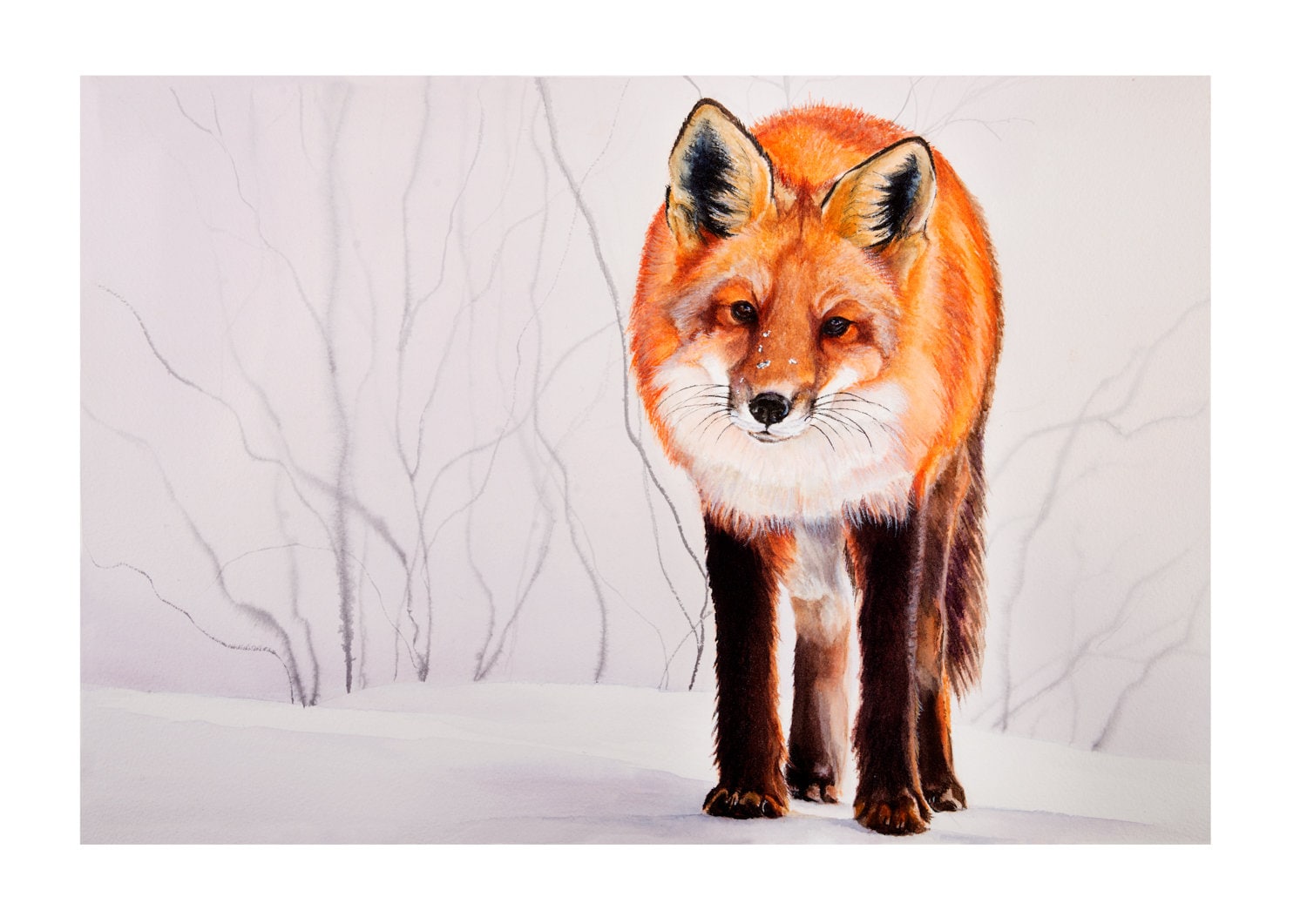 FINE ART//GICLEE PRINT WALL ART WILDLIFE PAINTING ANIMAL PICTURE FOX