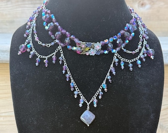 Royal Violet Ruby zoisietkristalketting, handgemaakte ketting voor alle fantasyliefhebbers