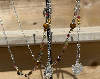 Dusk Tijgeroog kristallen lenzenvloeistofketting, handgemaakte accessoire cadeau voor stijlvolle lezers