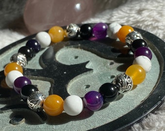 Non Binary Flag Crystal Bracelet, Pride Flag Bracelet