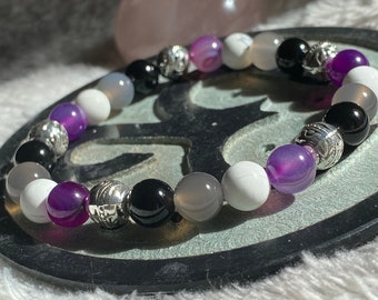 Asexual Flag Crystal Bracelet, Pride Bracelet