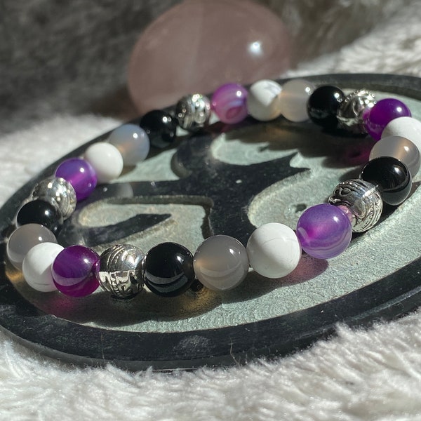 Asexual Flag Crystal Bracelet, Pride Bracelet