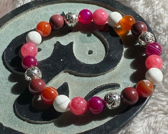 Lesbian Flag Crystal Bracelet, Pride Crystal Bracelet