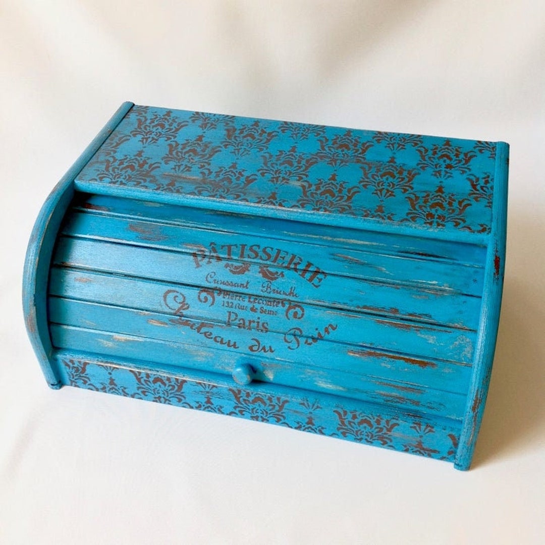 Bread Box Breadbox Vintage Roll Top Bread Bin Wooden Kitchen Etsy