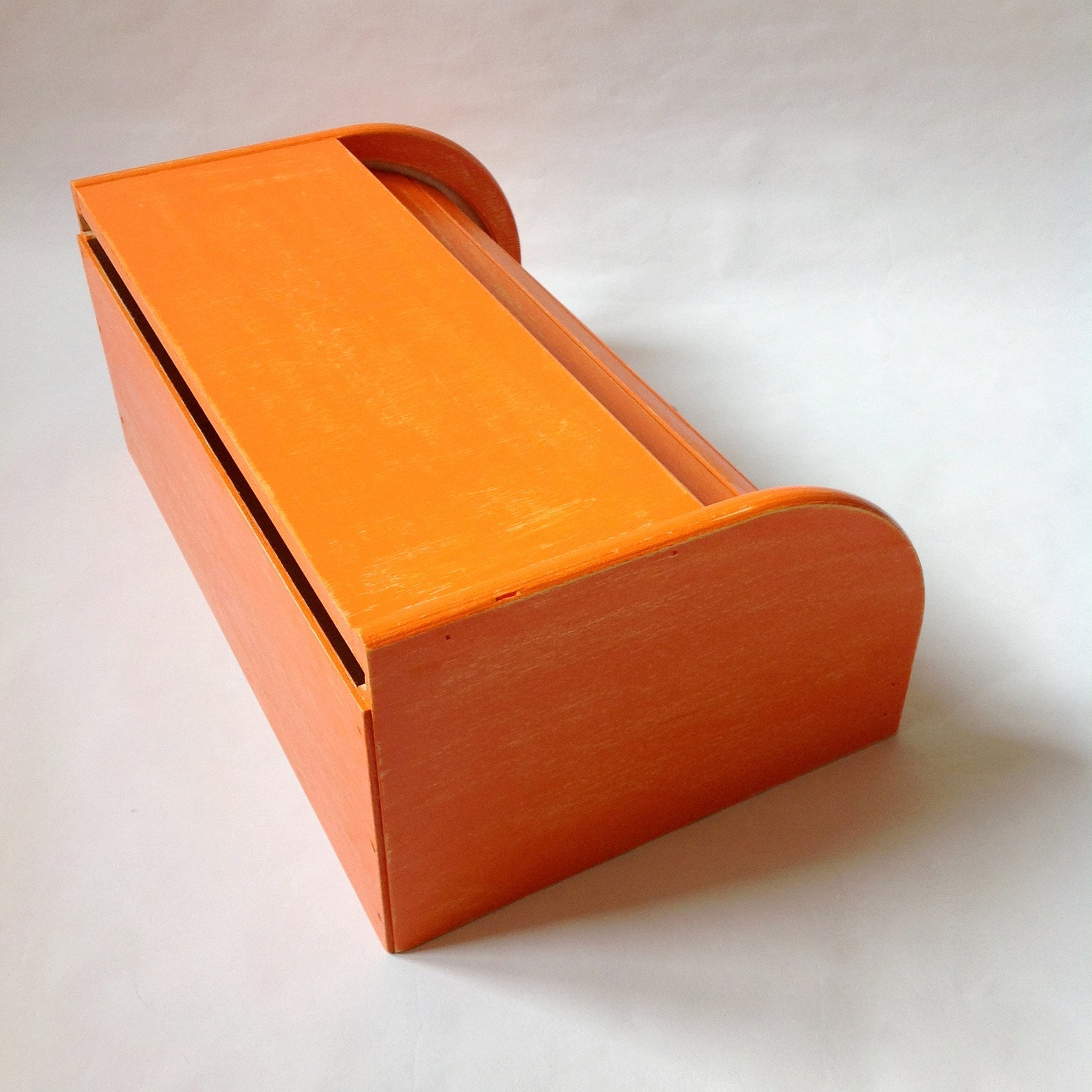 Orange Bread Box Wood Bread Bin Orange Kitchen Decor Large Etsy