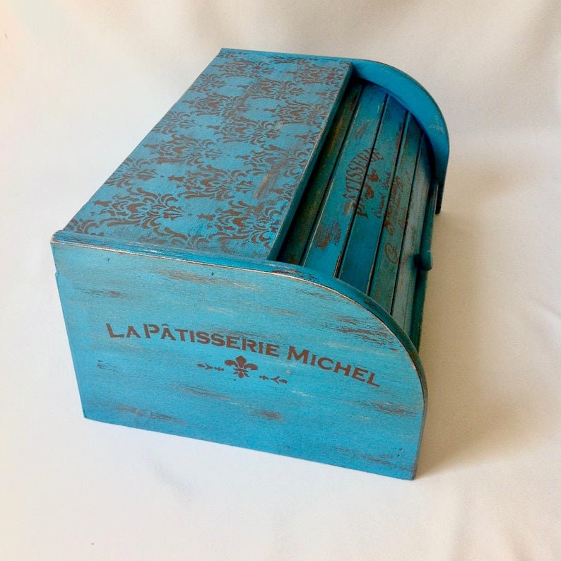 Bread Box Breadbox Vintage Roll Top Bread Bin Wooden Kitchen Etsy