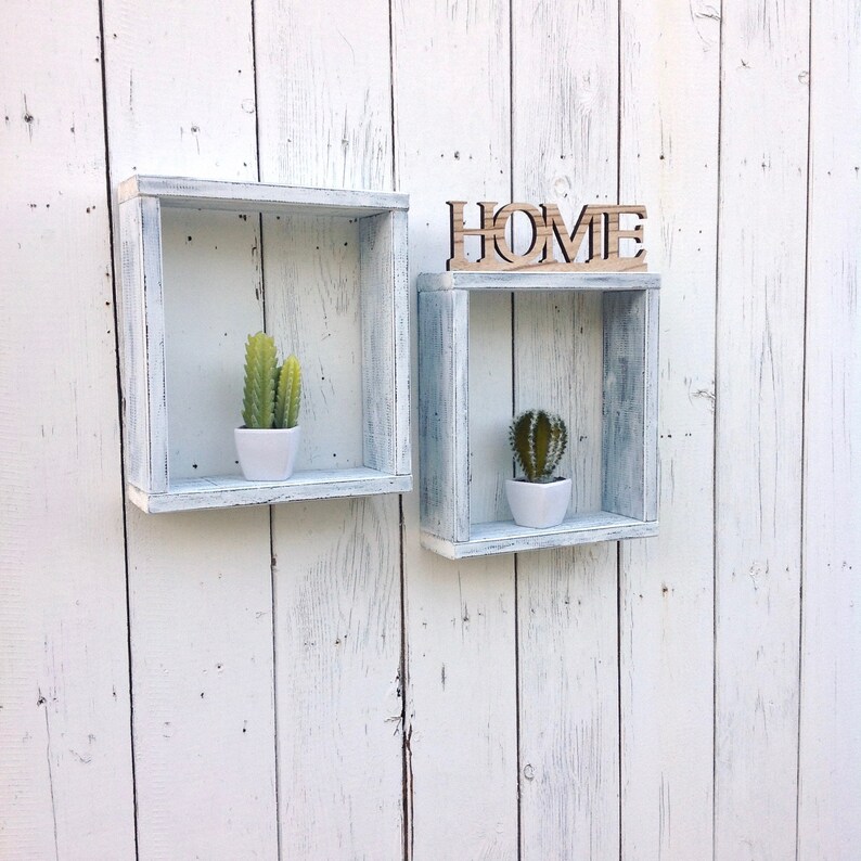 White Wall Shelves Plant Shelf Distressed Wood Box Shelves Etsy