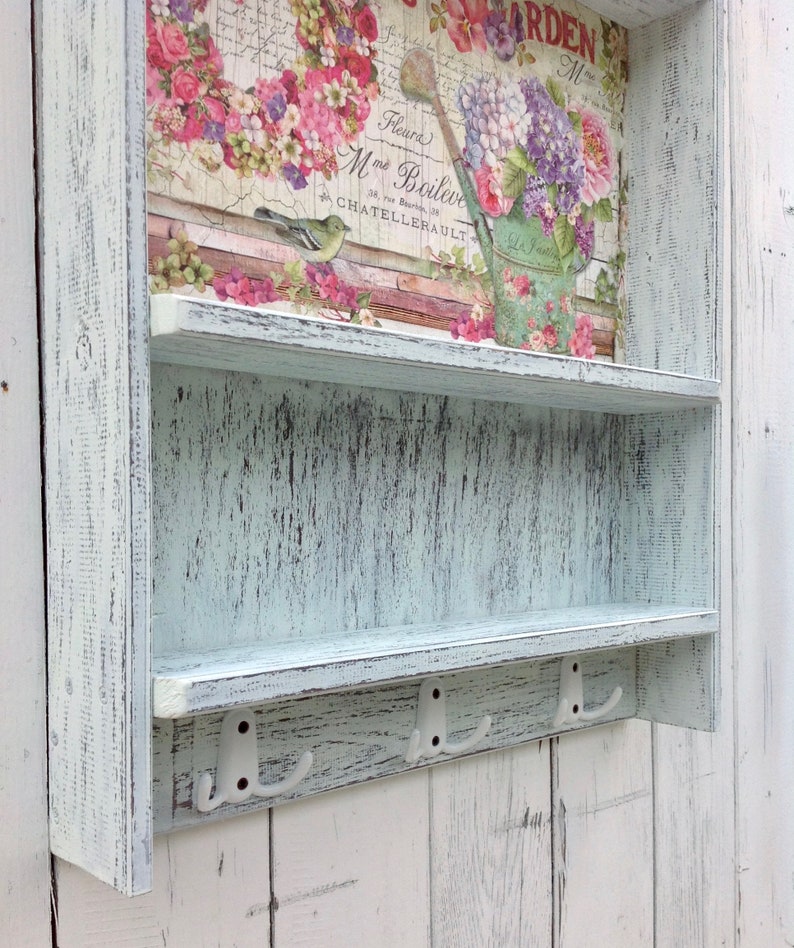 Antique floral wall shelf shelving unit Shabby chic furniture Etsy