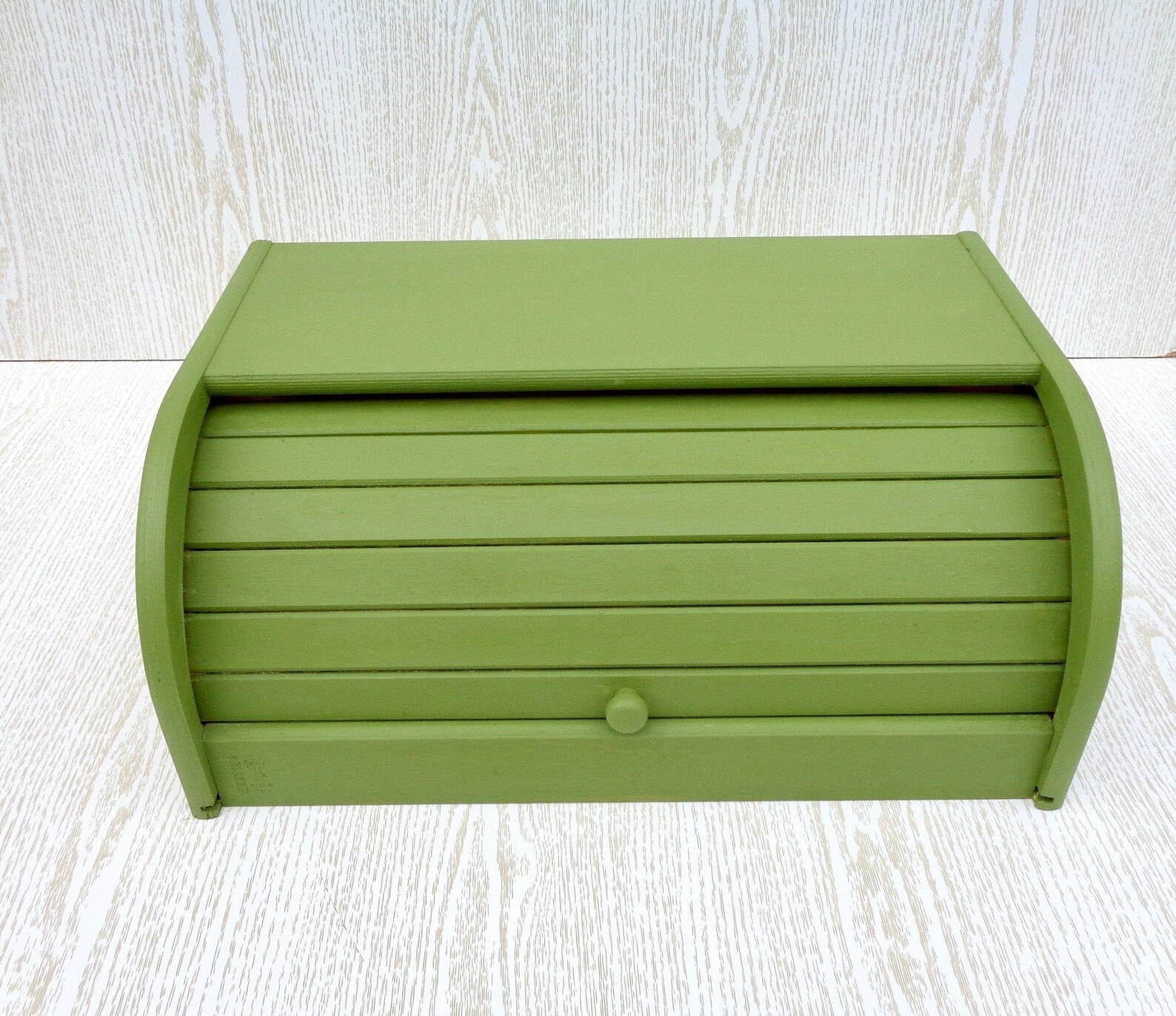 Wooden Bread Box Farmhouse Breadbox Bread Bin Green Roll Top Etsy