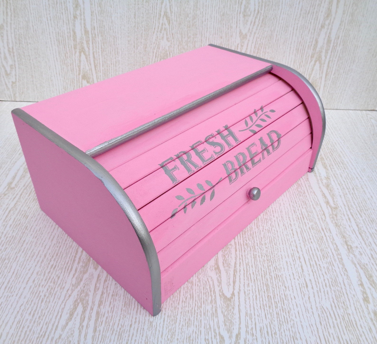 Pink Bread Bin Wooden Bread Box Modern Kitchen Organization Etsy