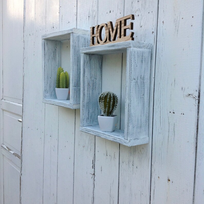 White Wall Shelves Plant Shelf Distressed Wood Box Shelves Etsy