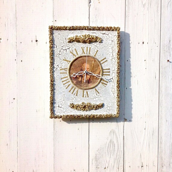 Victorian White Gold Wedding Wall Clock Gift Unusual Shabby - Shabby Chic Wall Clocks Victorian White Gold Wedding Wall Clock Gift Unusual Shabby - Shabby Chic Wall Clocks