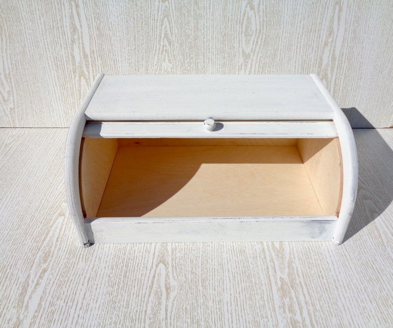 White Wooden Bread Box Farmhouse Breadbox Modern Bread Bin Etsy