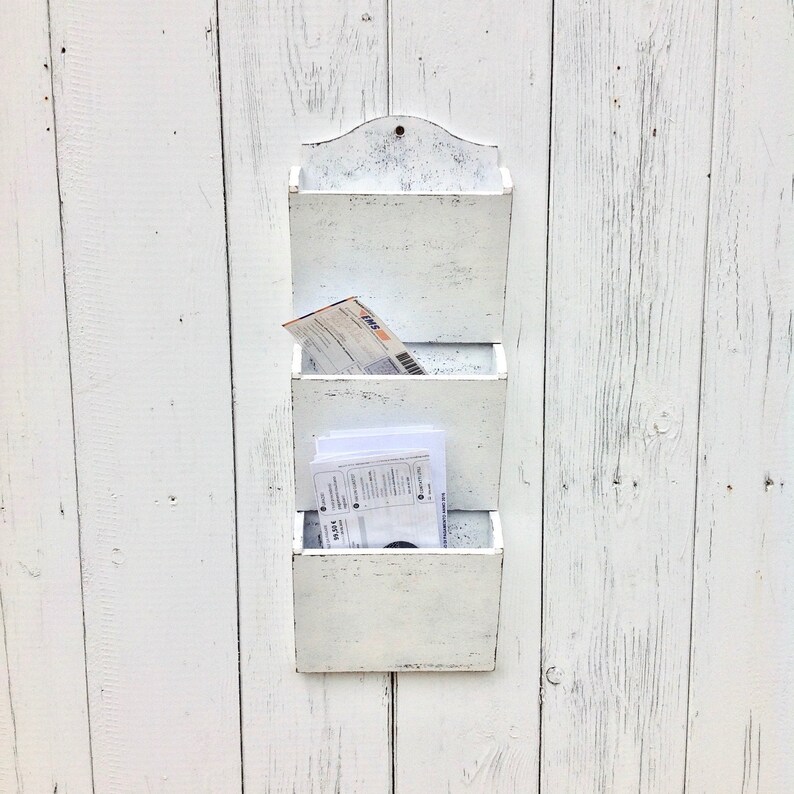 White Entryway Mail Organizer Wall Holder Wood Wall Organizer Etsy Canada