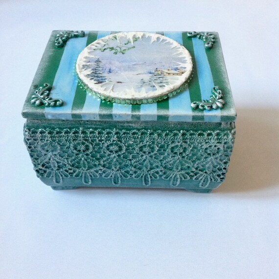 Grüne Schmuck-Box dekorative Schmuck Aufbewahrung Andenken Box | Etsy