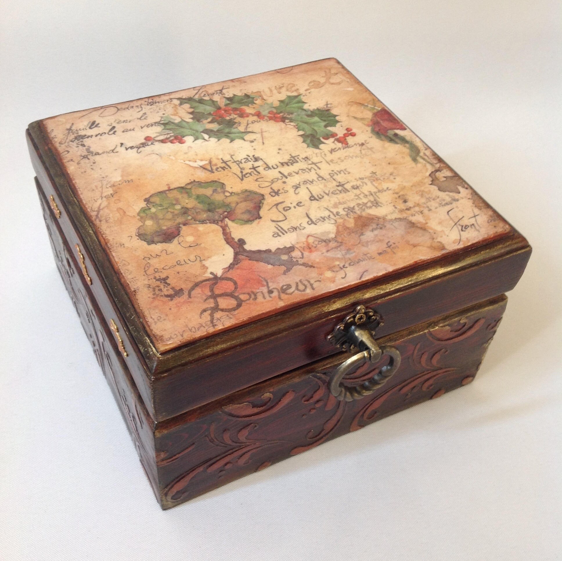 Wooden christmas box Christmas eve box Wooden tea box Xmas eve Etsy