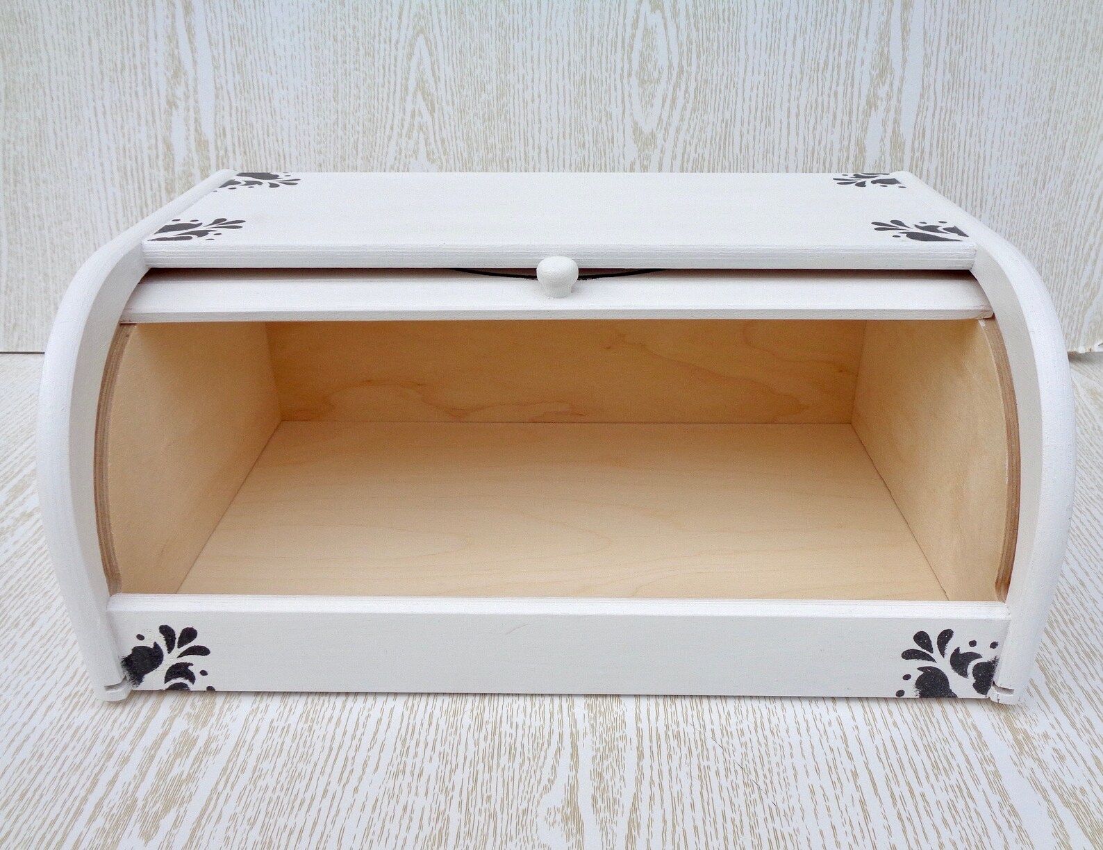 Farmhouse Bread Box White Bread Bin Wooden Roll Top Bread Box Etsy