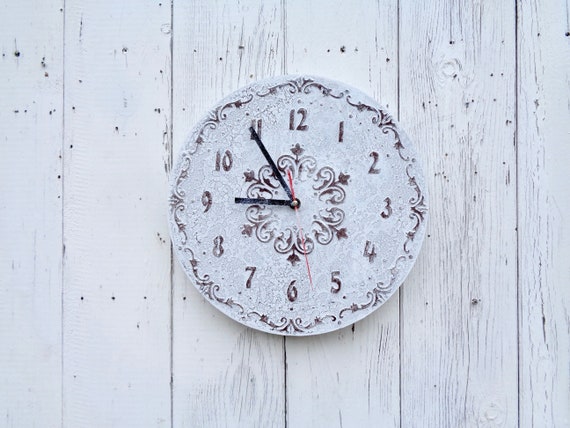 Shabby Chic Orologio Da Parete Bianco Stile Vintage Francese