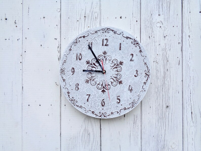 Shabby Chic Wall Clock White Vintage Style French Country Etsy