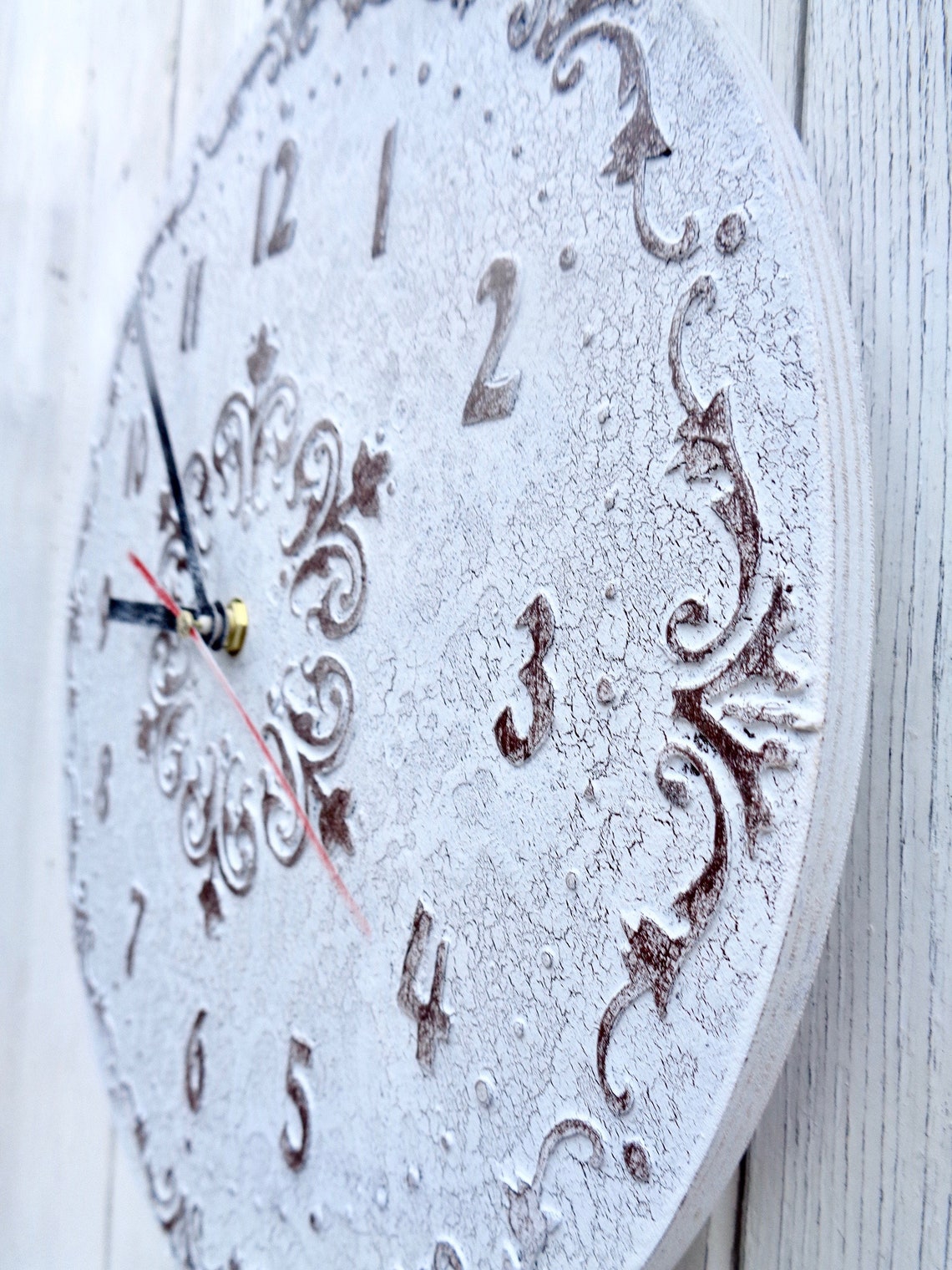 Shabby Chic Wall Clock White Vintage Style French Country Etsy