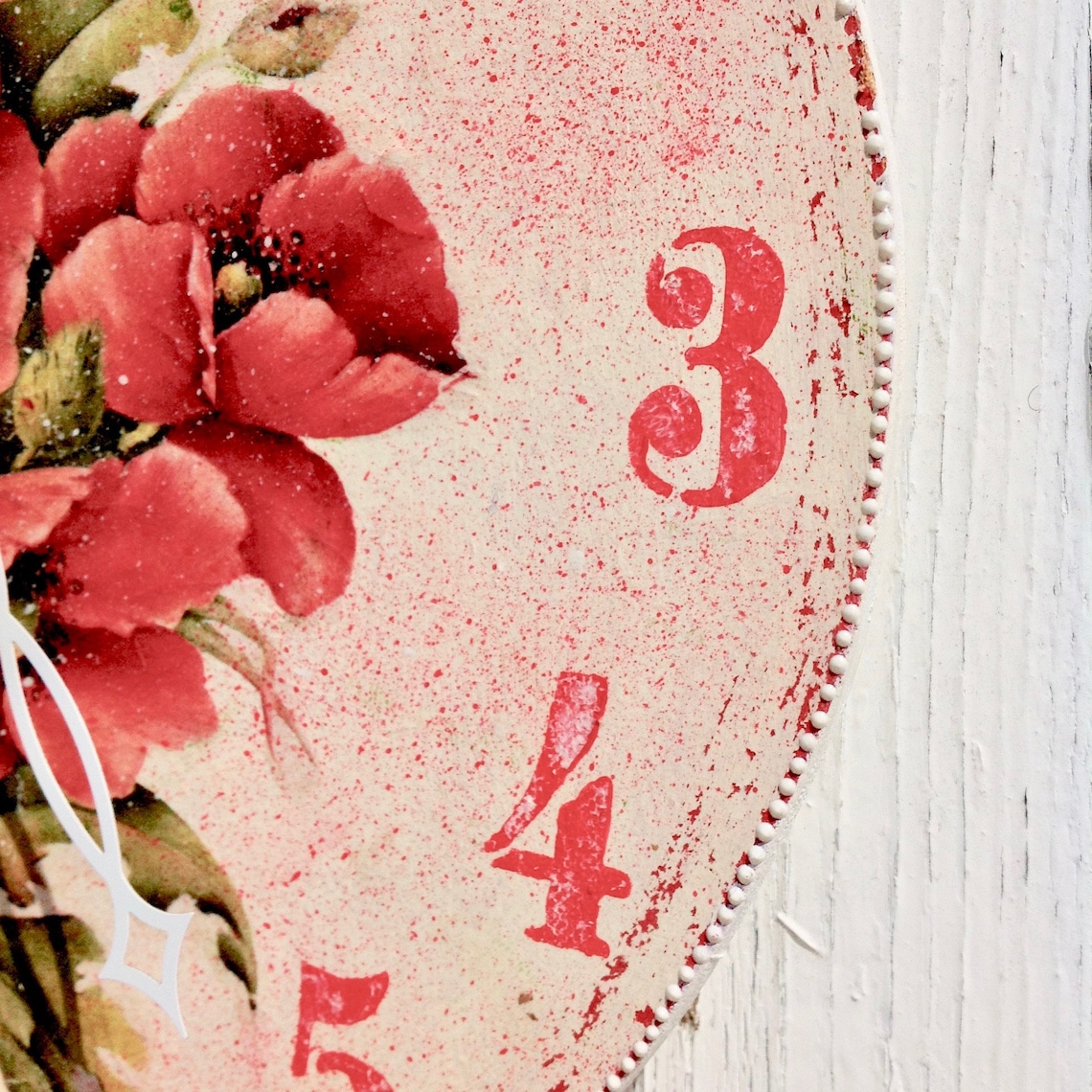 Vintage Floral Wall Clock With Towel Hooks Vintage Red Kitchen Etsy