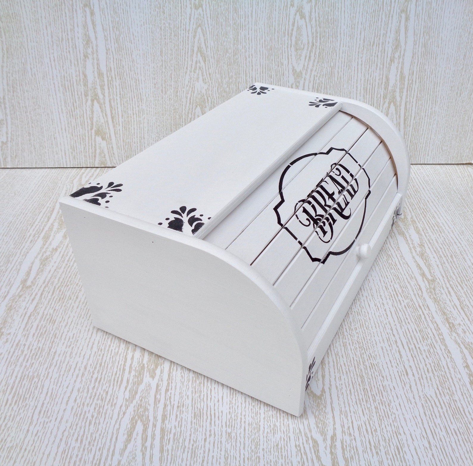 Farmhouse Bread Box White Bread Bin Wooden Roll Top Bread Box Etsy