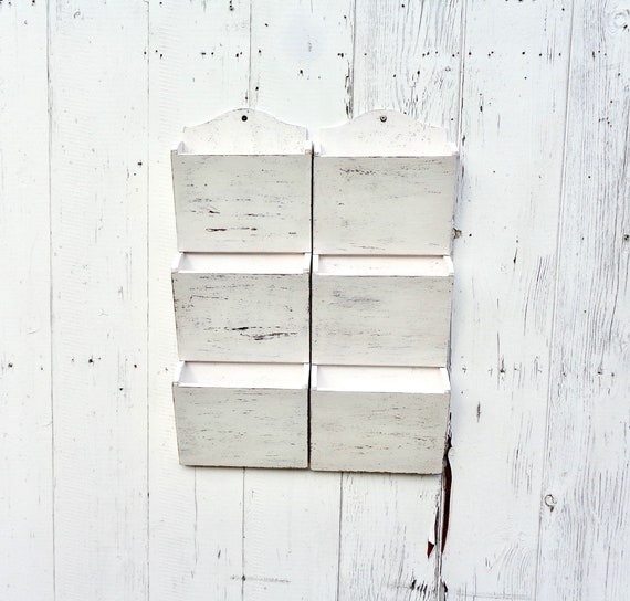 White Entryway Mail Organizer Wall Holder Wood Wall Organizer Etsy