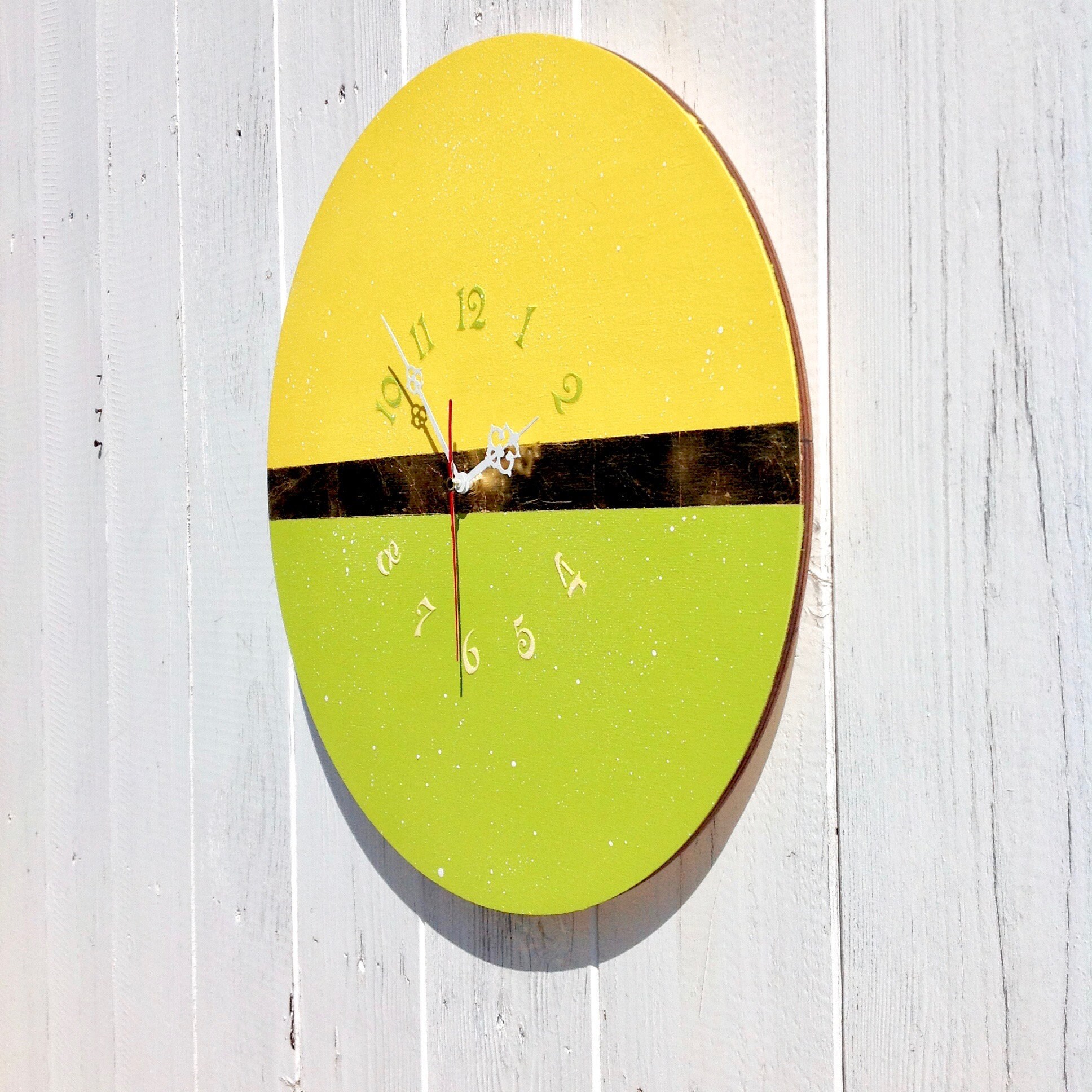 Reloj de cocina de pared amarillo diseño moderno diseño | Etsy