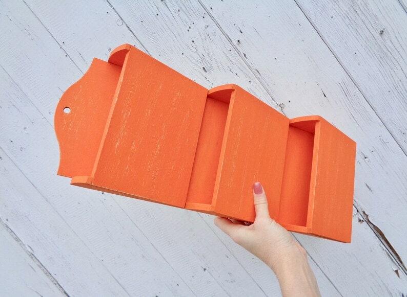White Mail Holder Wall Entryway Organizer Storage Distressed Etsy