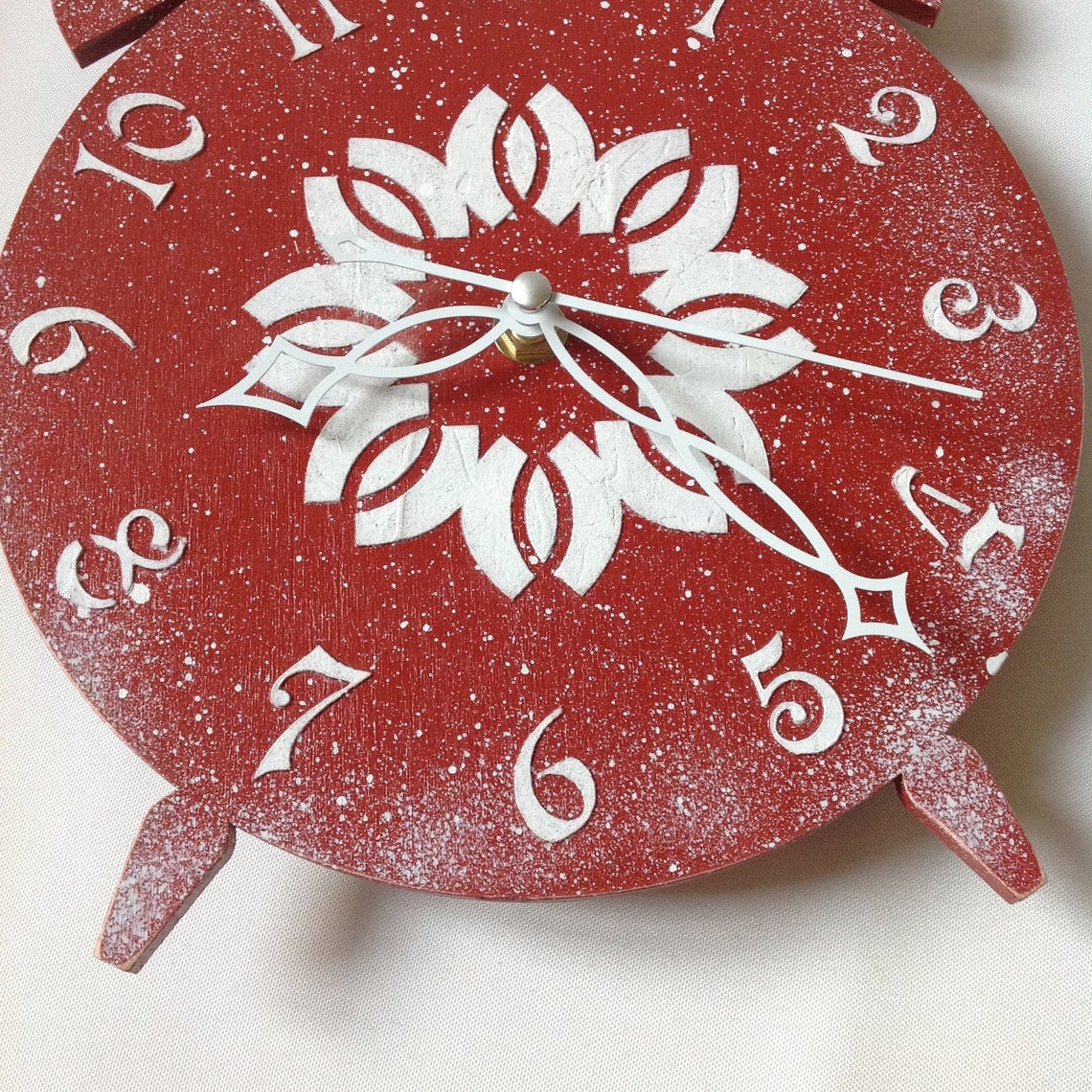 Small Unique Red Hanging Wall Clocks for Kitchen Decorative Etsy
