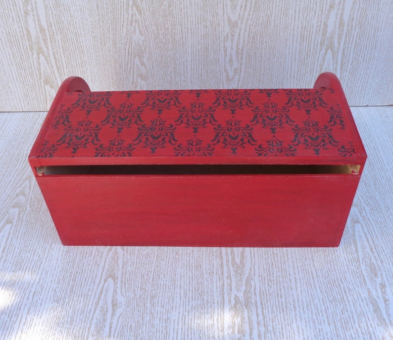 Breadbox Wood Bread Box Red Bread Bin Vintage Kitchen Etsy