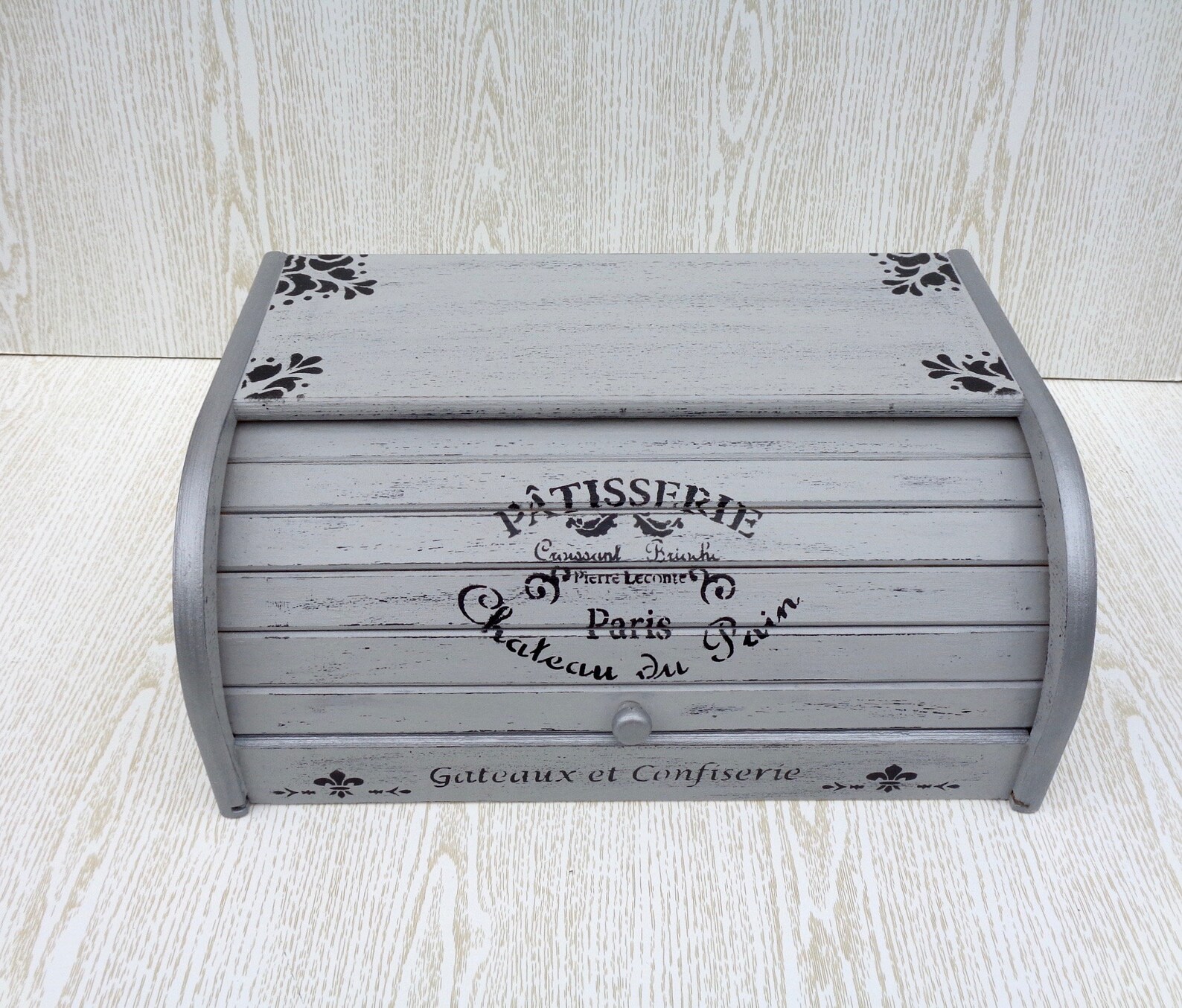 Light blue bread box wooden bread bin custom colors Wood Etsy